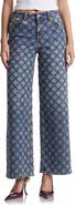 Avec Les Filles Tile Print High Waist Wide Leg Jeans