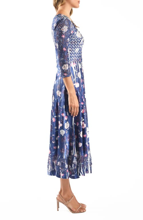 Komarov Charmeuse & Chiffon Cocktail Dress In Poppy Spray