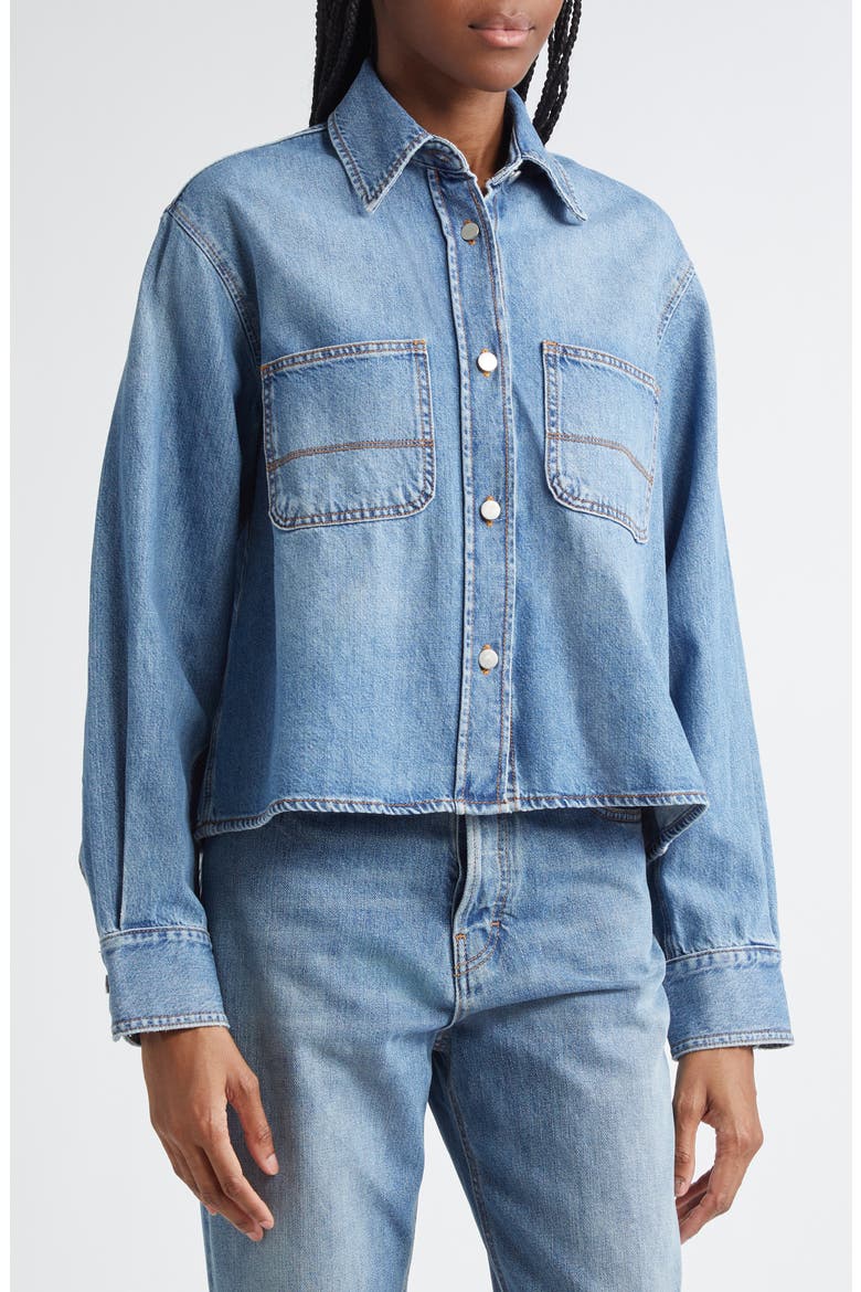Wanda Denim Button-Up Shirt, Alternate, color, MEDITERRANEAN BLUE