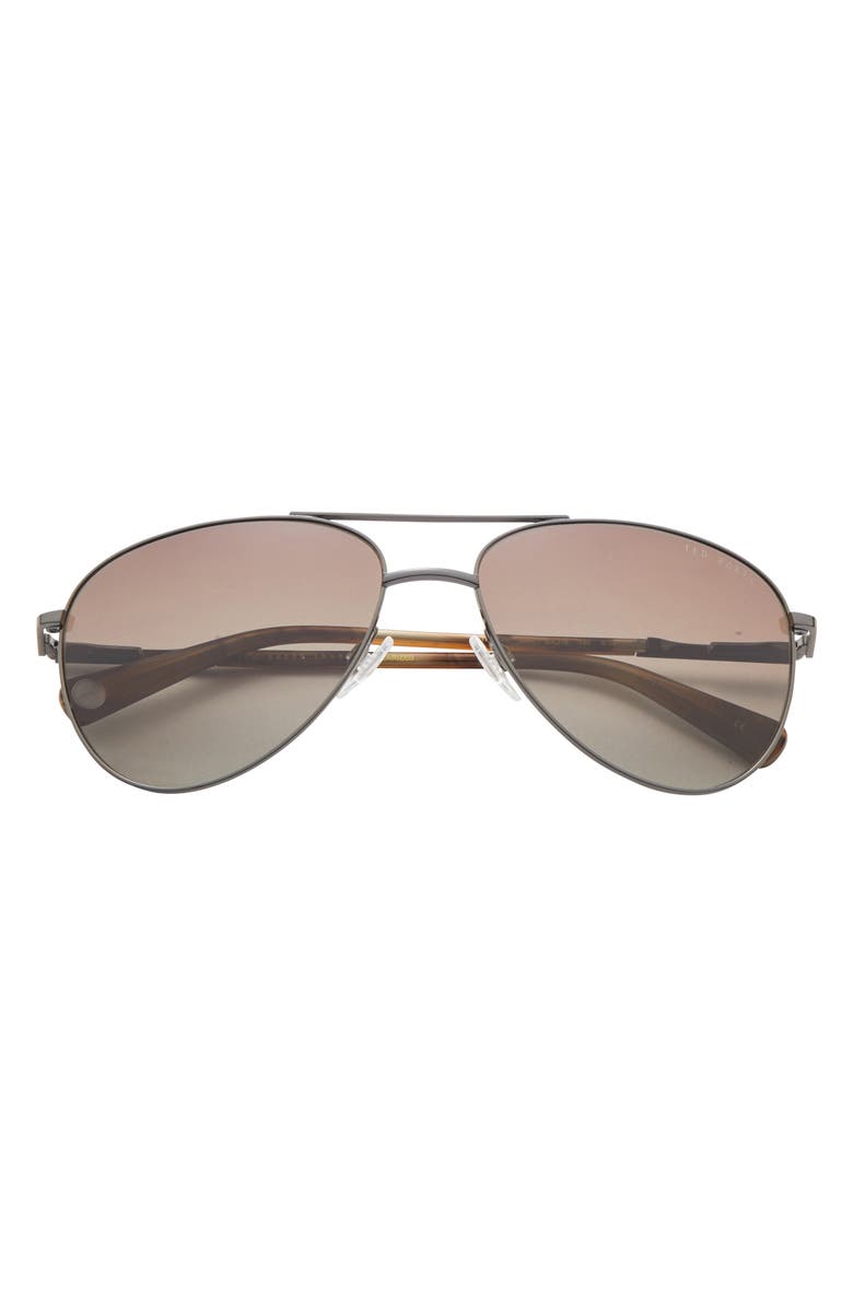 Ted Baker London 60mm Polarized Aviator Sunglasses, Main, color, Brown