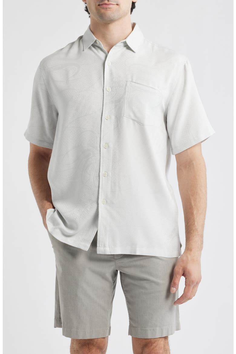 Ho'l Nalo Jacquard Short Sleeve Button-Up Shirt, Main, color, SHELL