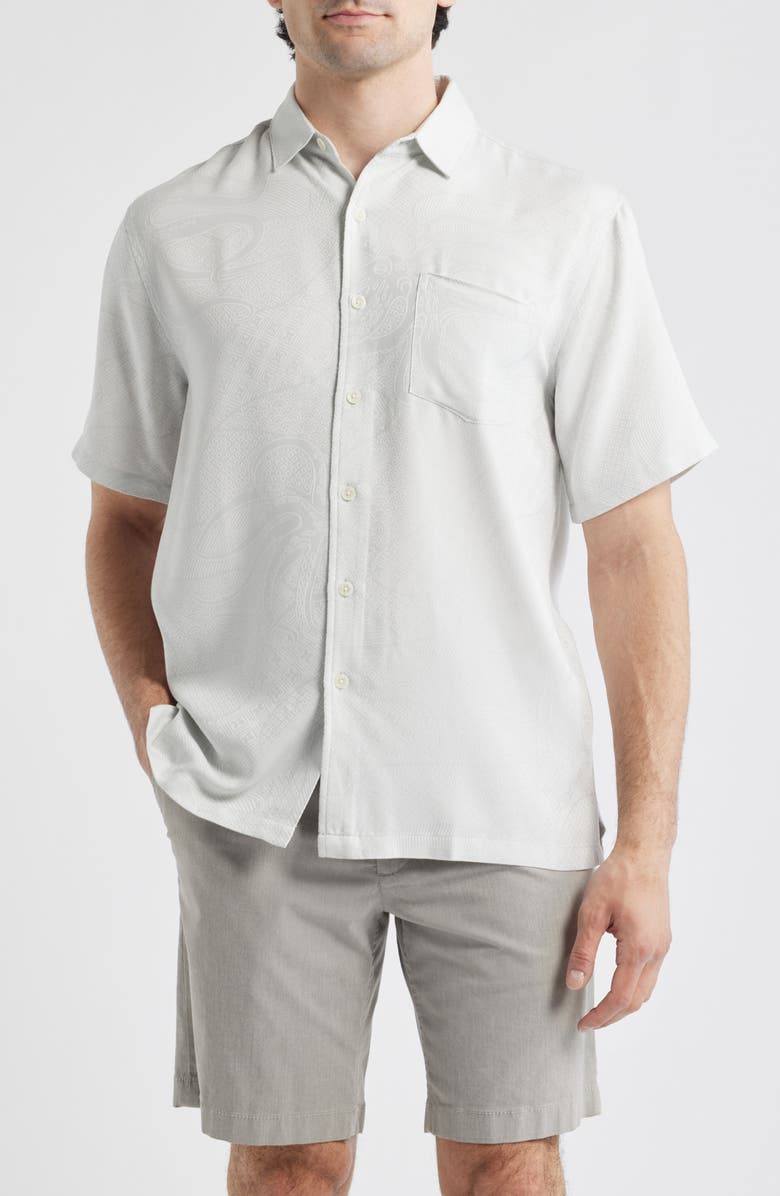 Kahala Ho'l Nalo Jacquard Short Sleeve Button-Up Shirt, Main, color, Shell