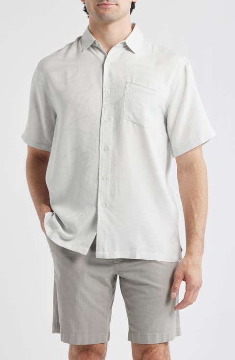 Ho'l Nalo Jacquard Short Sleeve Button-Up Shirt