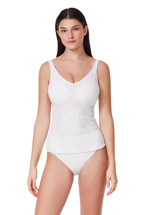 Profile By Gottex Skyfall Textured V-neck D-cup Tankini Top In White