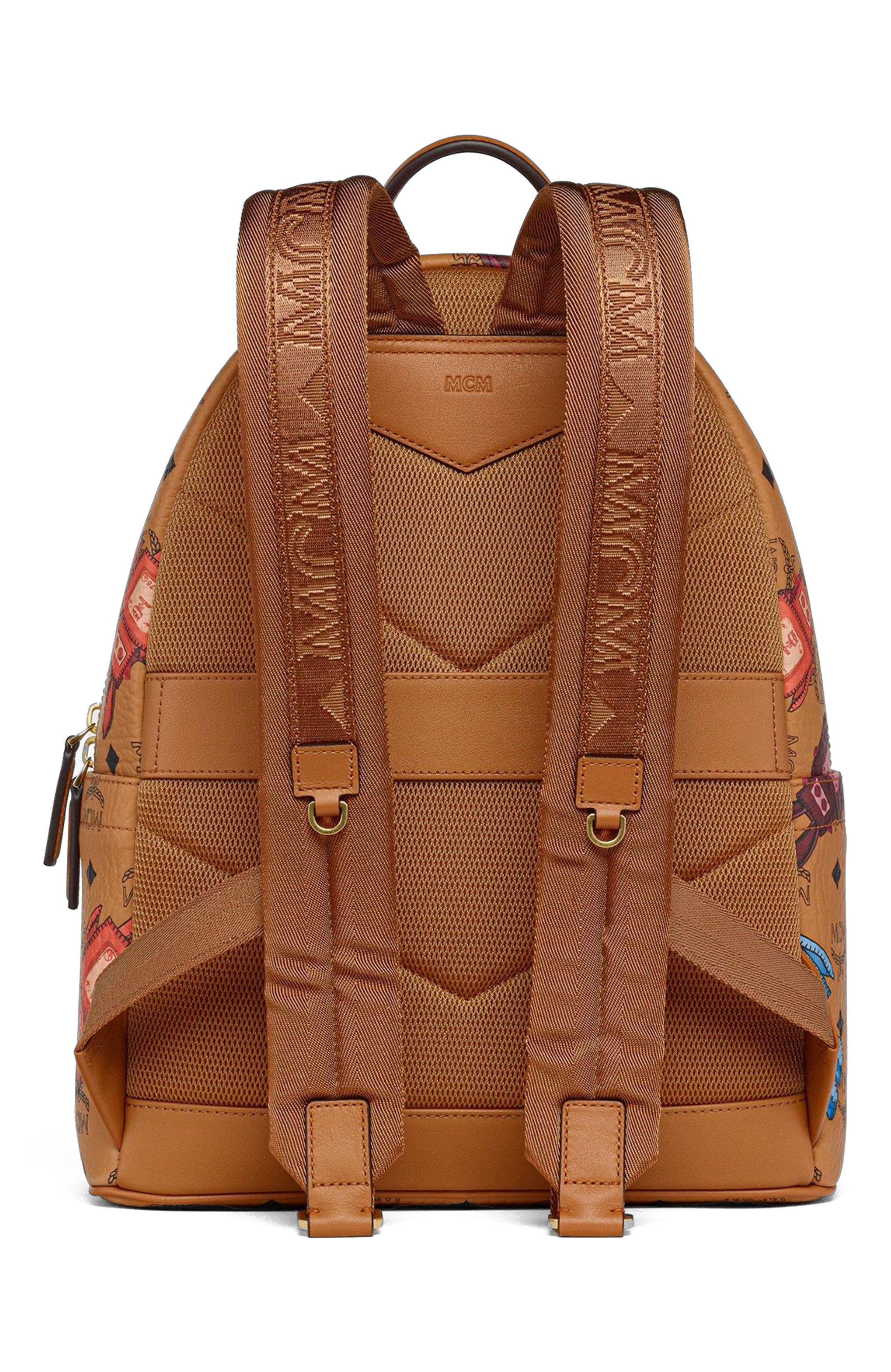 MCM Medium Stark Backpack in Rabot Visetos, Alternate, color, Cognac