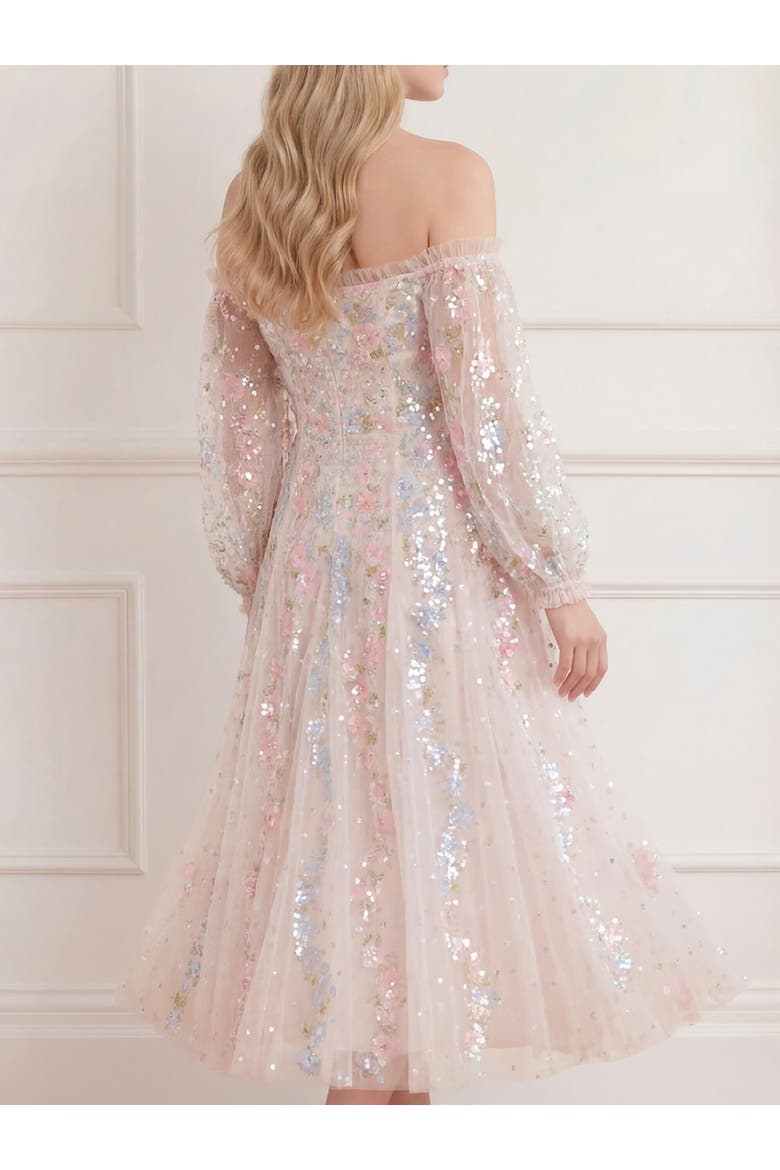 Confetti Gloss Off-Shoulder Dress, Alternate, color, Cream/Bright