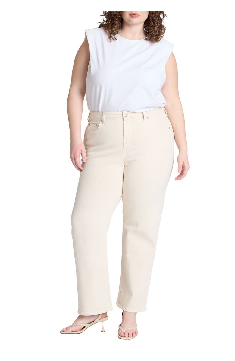 ELOQUII The Naomi Comfort Stretch Straight Jean, Main, color, Ecru