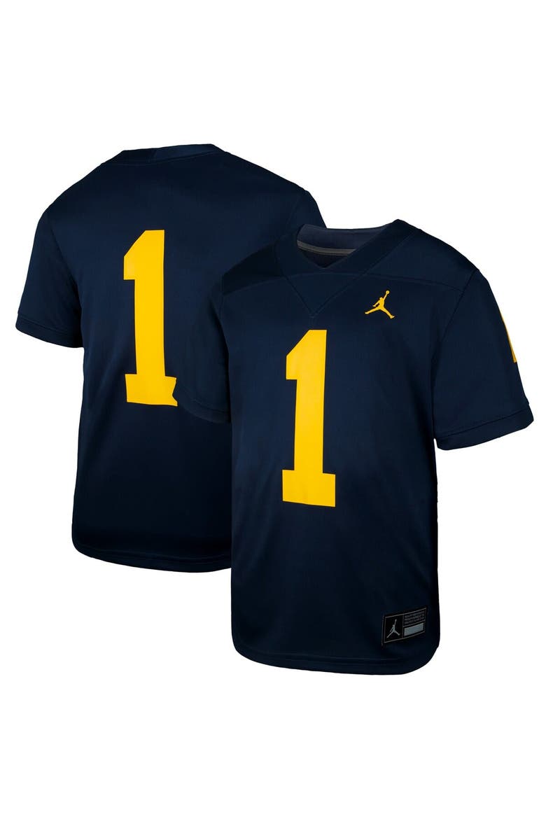 Youth Jordan Brand #1 Navy Michigan Wolverines  Untouchable Replica Game Jersey, Alternate, color, Navy