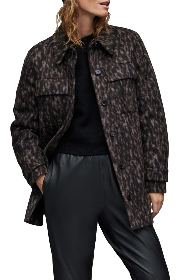 Jessa Leppo Abstract Leopard Print Jacket, Main, color, BROWN