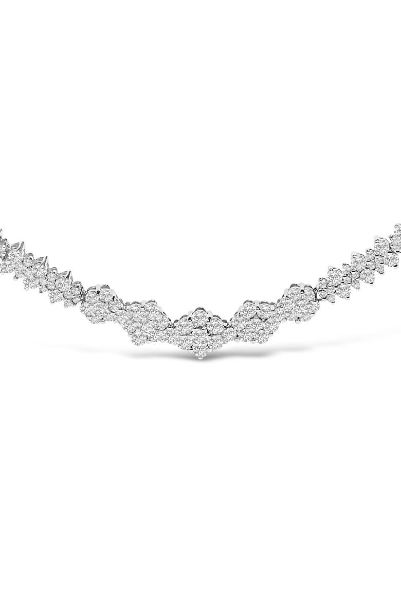 14K White Gold 2.00 Cttw Diamond Composite Cluster Bar Necklace, Alternate, color, White Gold