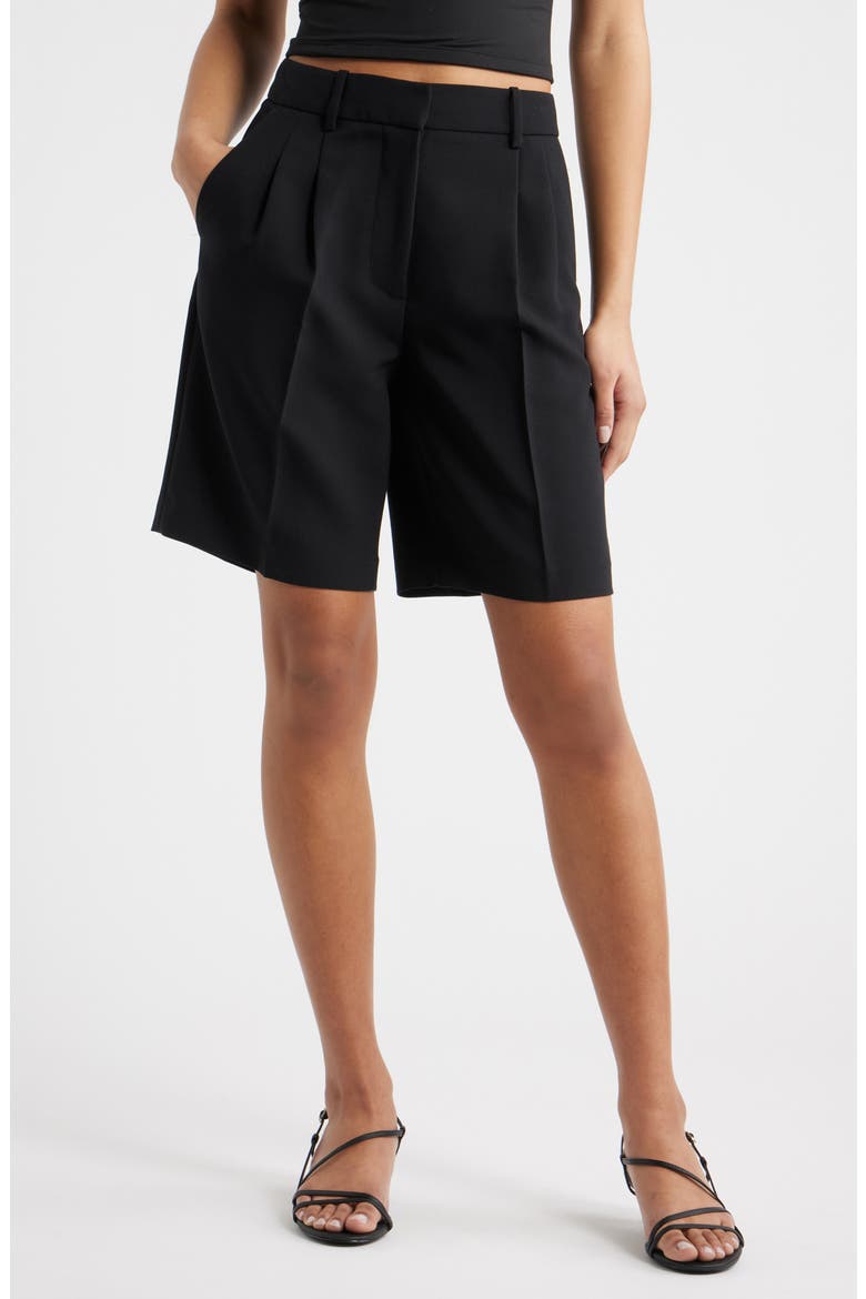 The Icon High Rise Bermuda Shorts, Main, color, BLACK