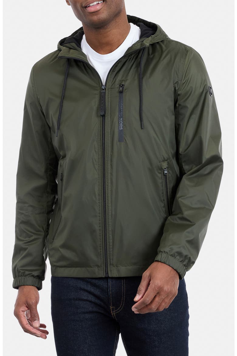 Hooded Windbreaker Jacket, Main, color, OLIVE