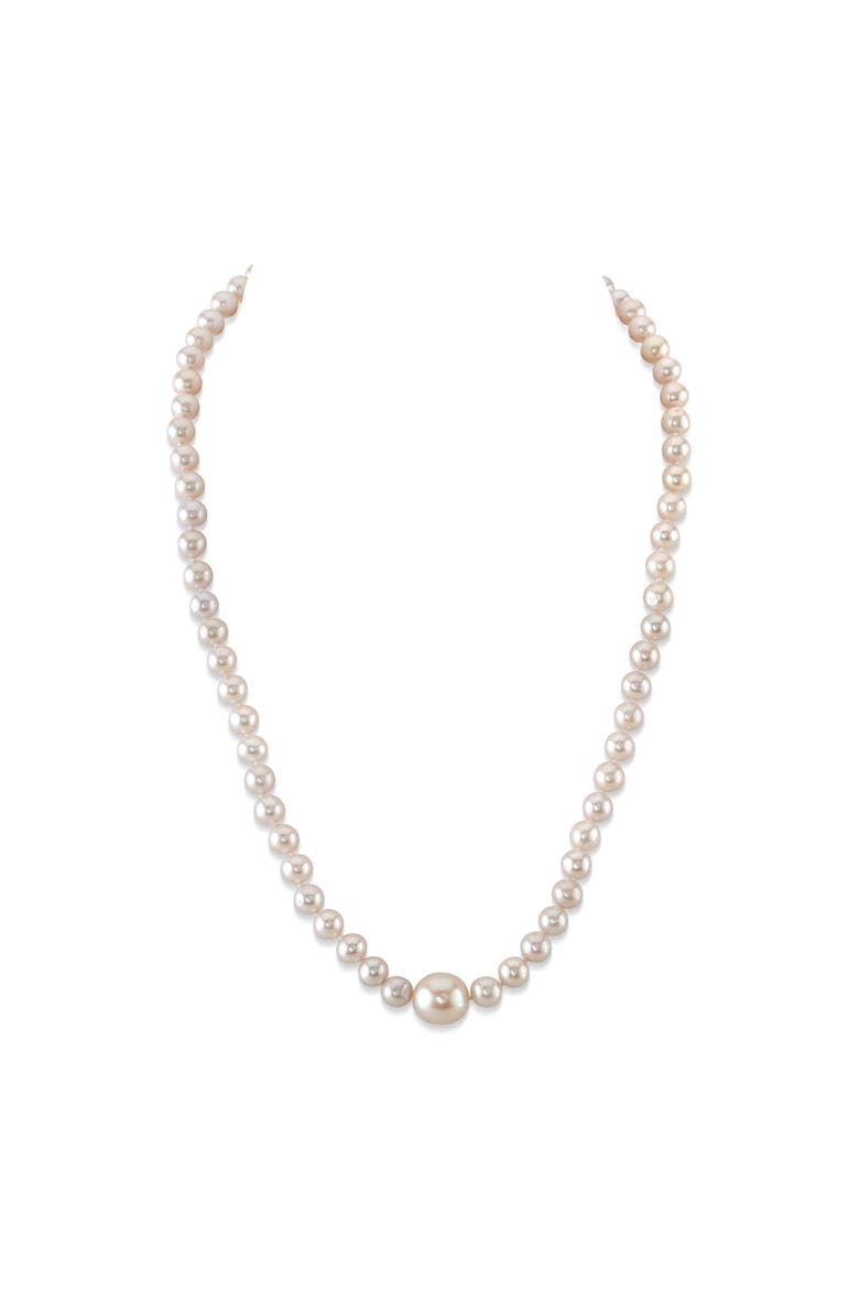 6.0-6.5mm White Freshwater Oval Pearl Via Necklace, Main, color, White Pearl