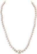 The Pearl Source 6.0-6.5mm White Freshwater Oval Pearl Via Necklace