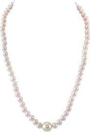 The Pearl Source 6.0-6.5mm White Freshwater Oval Pearl Via Necklace