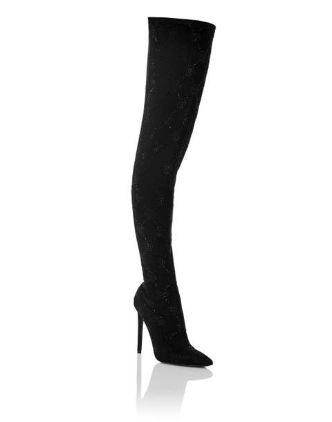 Suede Stretch Boots Hi-Heels Plein Overknees Monogram Women