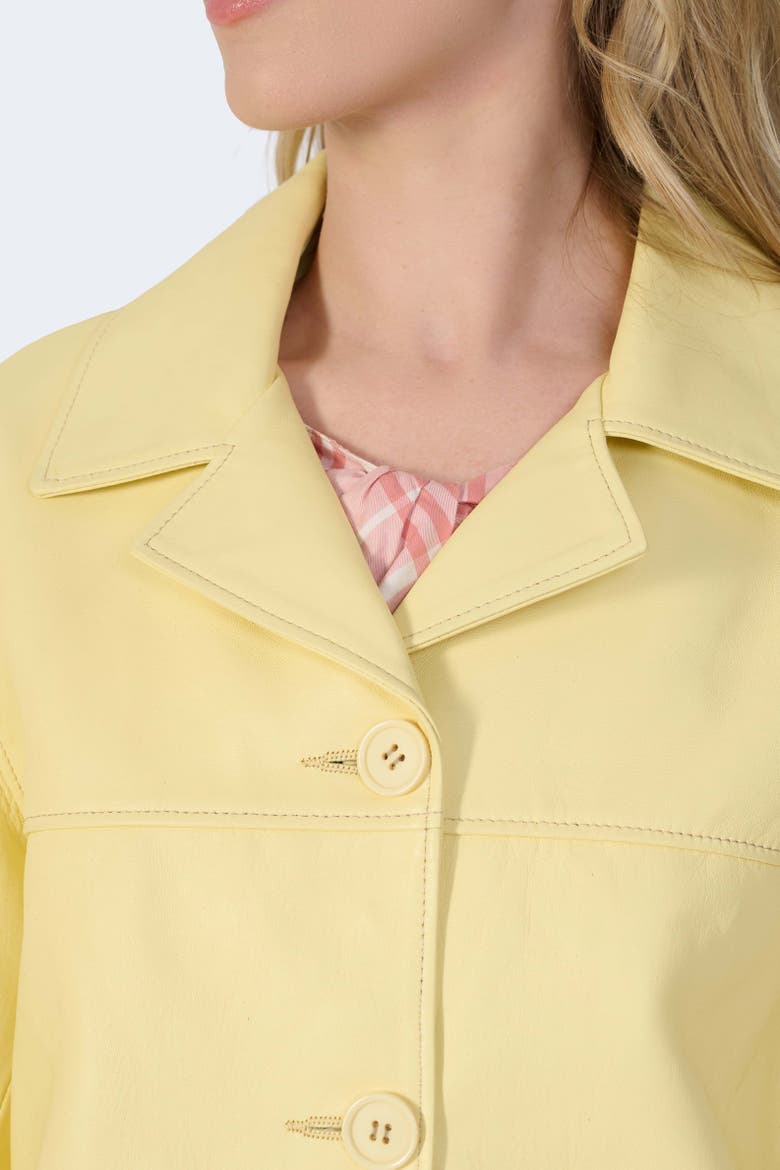 Colette Leather Jacket, Alternate, color, Butter Yellow
