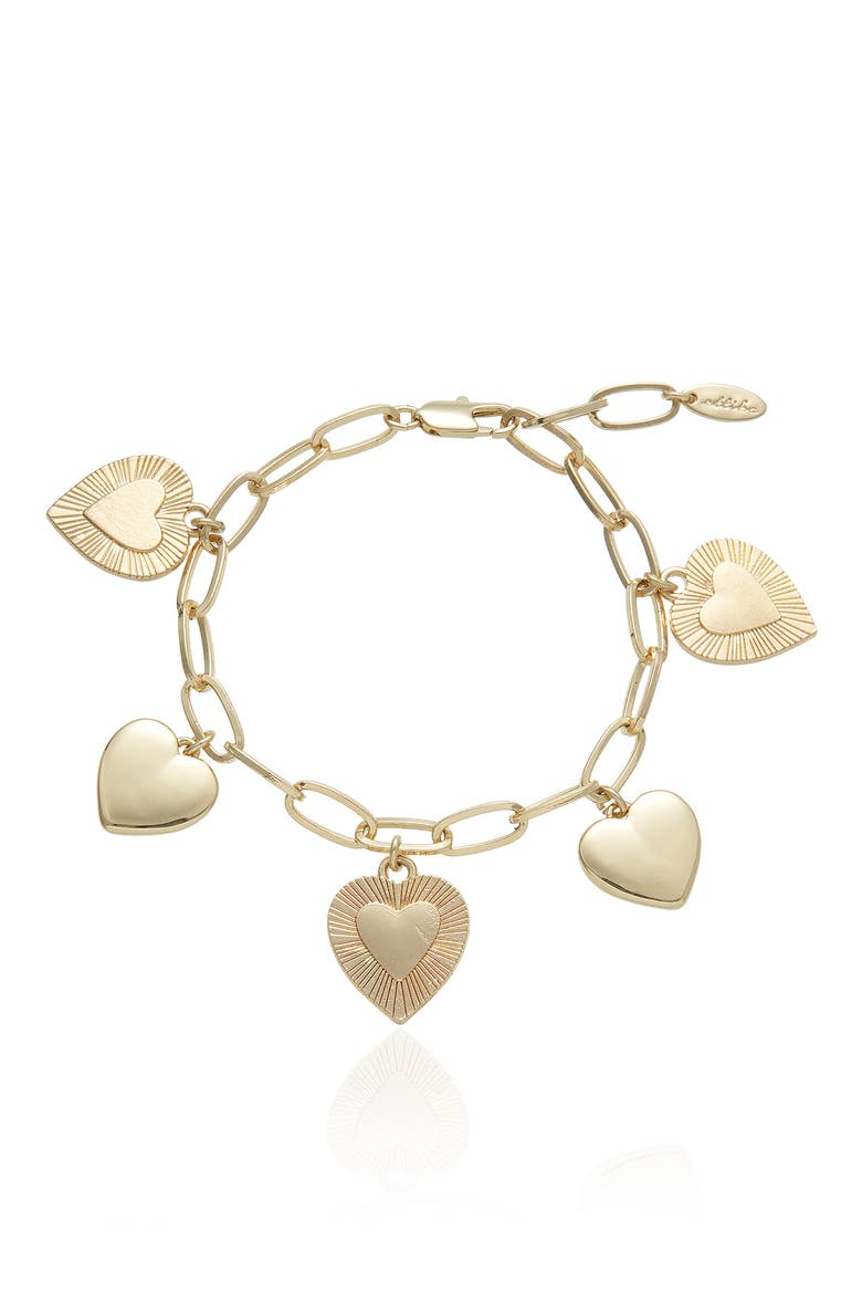 Heart Charm Bracelet, Main, color, GOLD