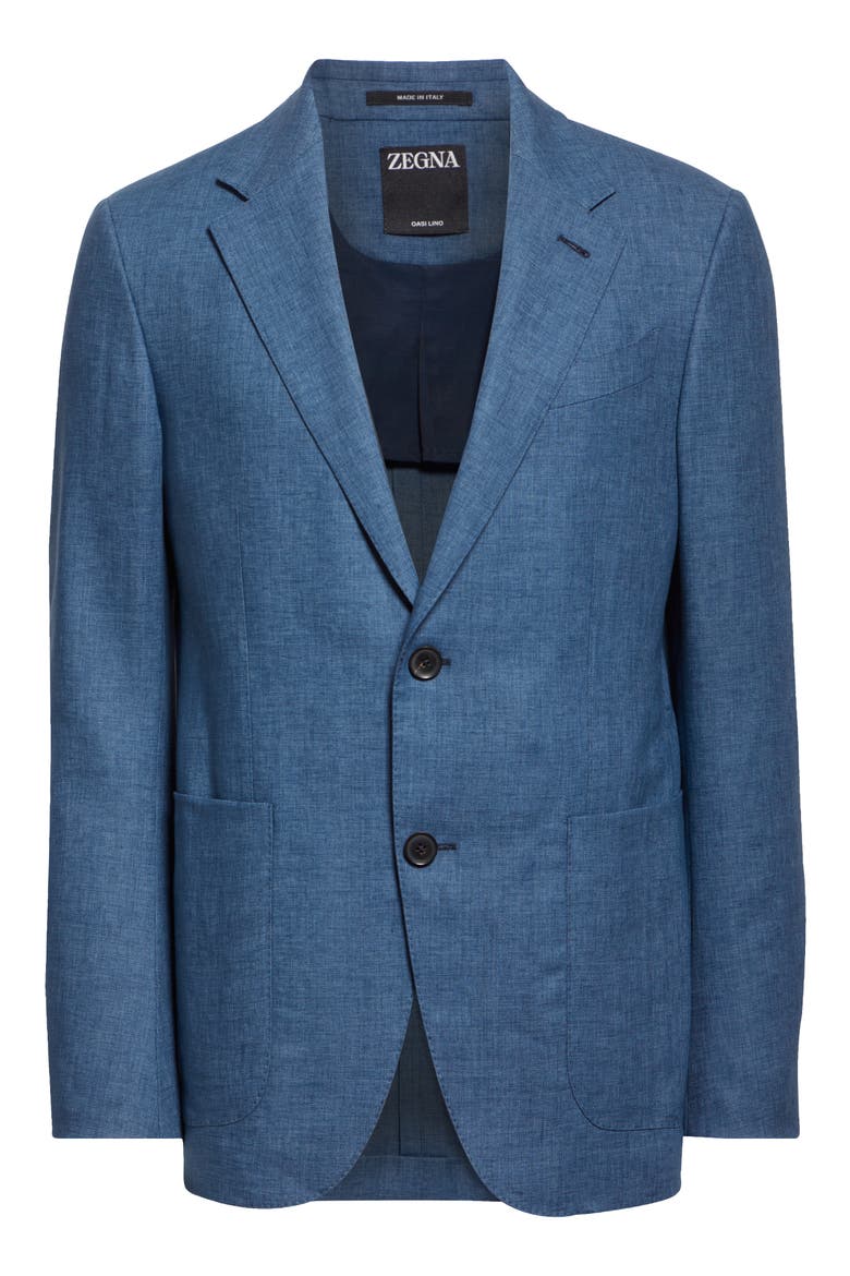 Oasi Linen Sport Coat, Alternate, color, MED BLUE SOLID