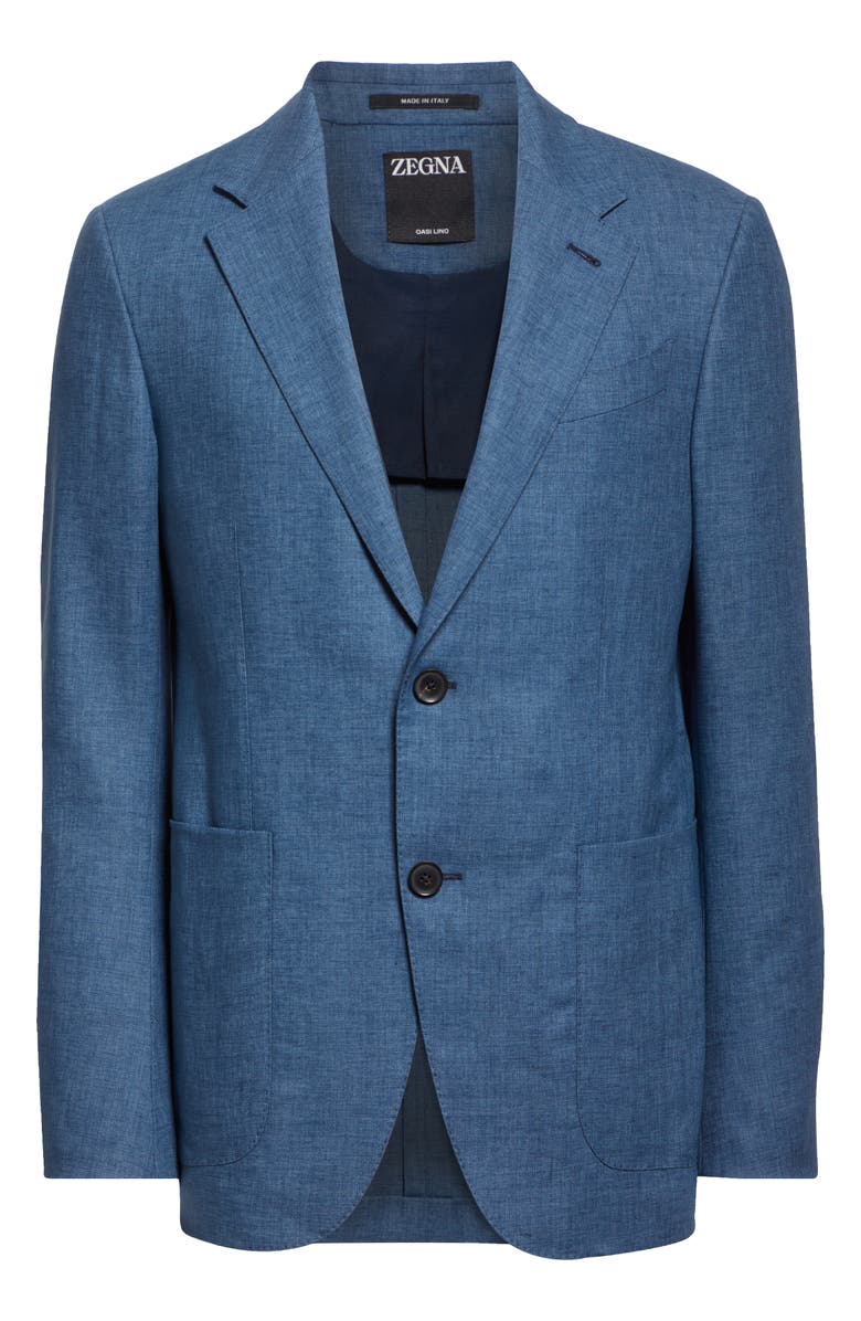 ZEGNA Oasi Linen Sport Coat, Alternate, color, Med Blue Solid