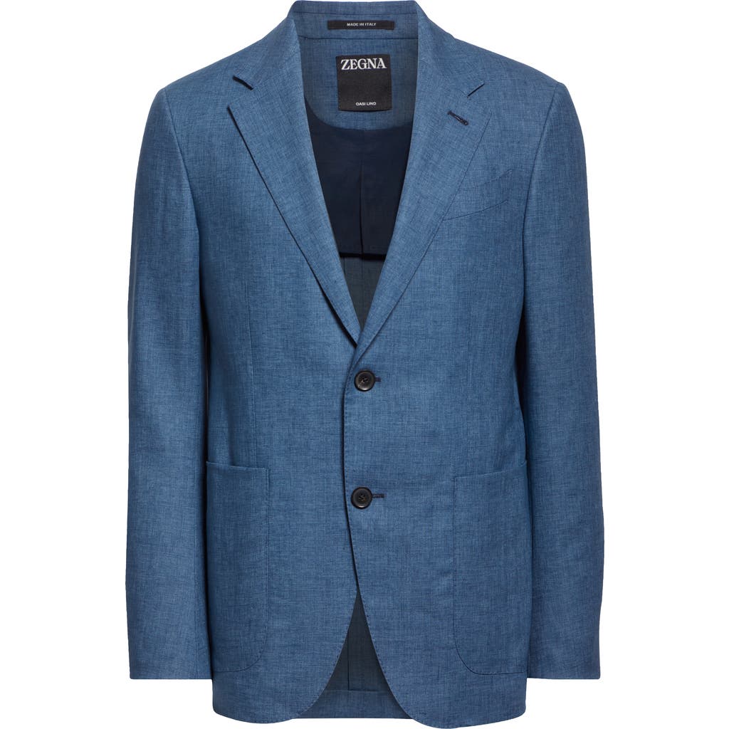 Zegna Oasi Linen Sport Coat In Blue