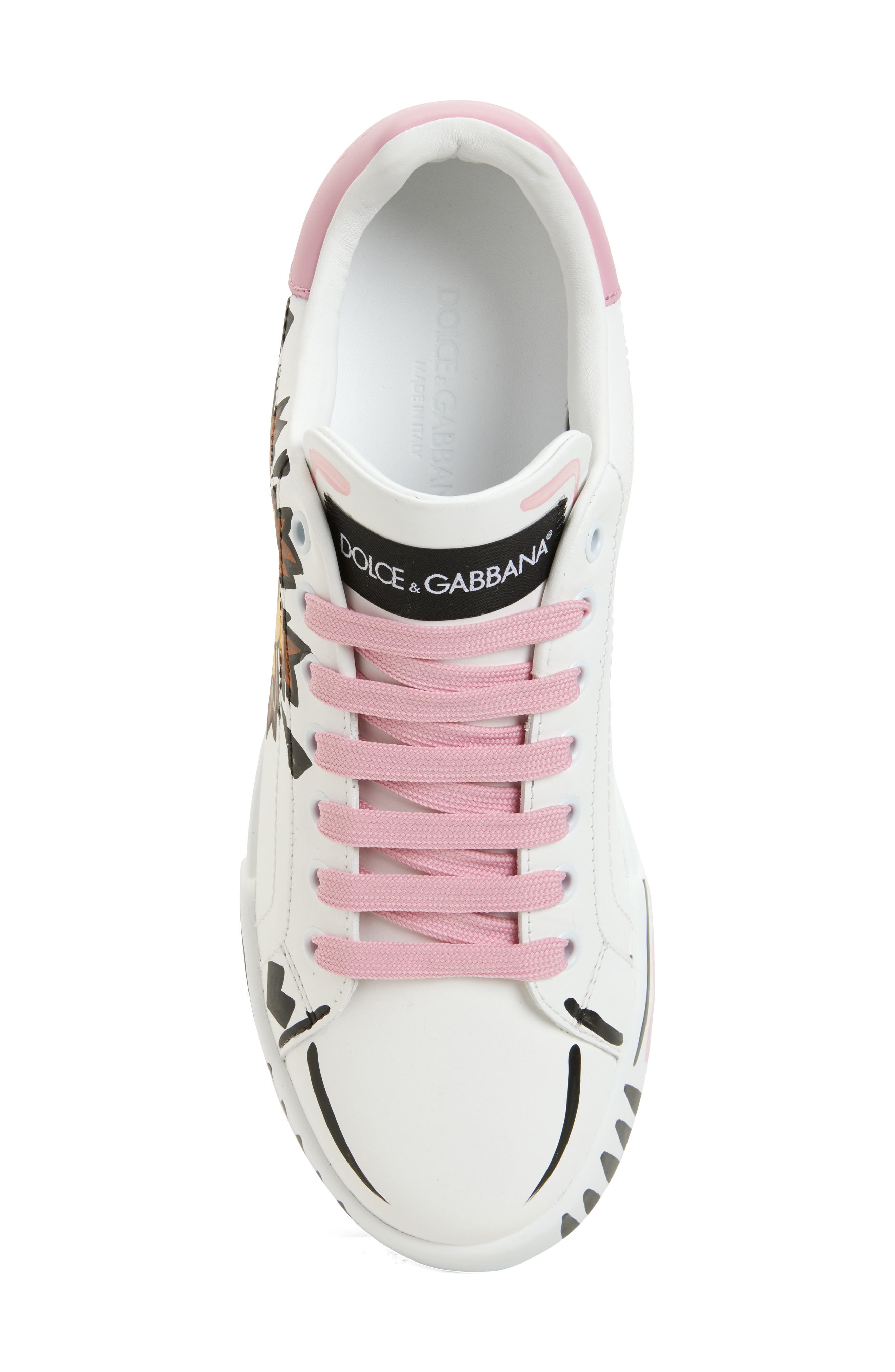 Dolce&Gabbana Portofino Light Strobel Sneaker, Alternate, color, Bianco/ Rosa Baby