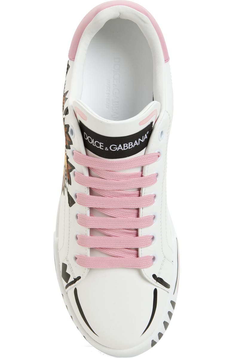 Dolce&Gabbana Portofino Light Strobel Sneaker, Alternate, color, Bianco/ Rosa Baby