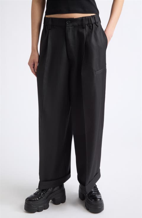 Pointy Tailored Twill Wide Leg Pants