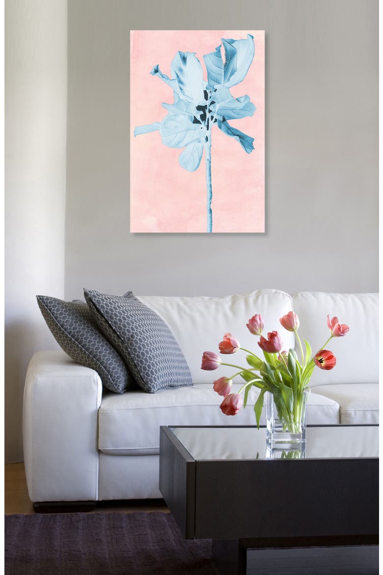 Fig Tree Leafy Blue Canvas Wall Art, Alternate, color, PINK