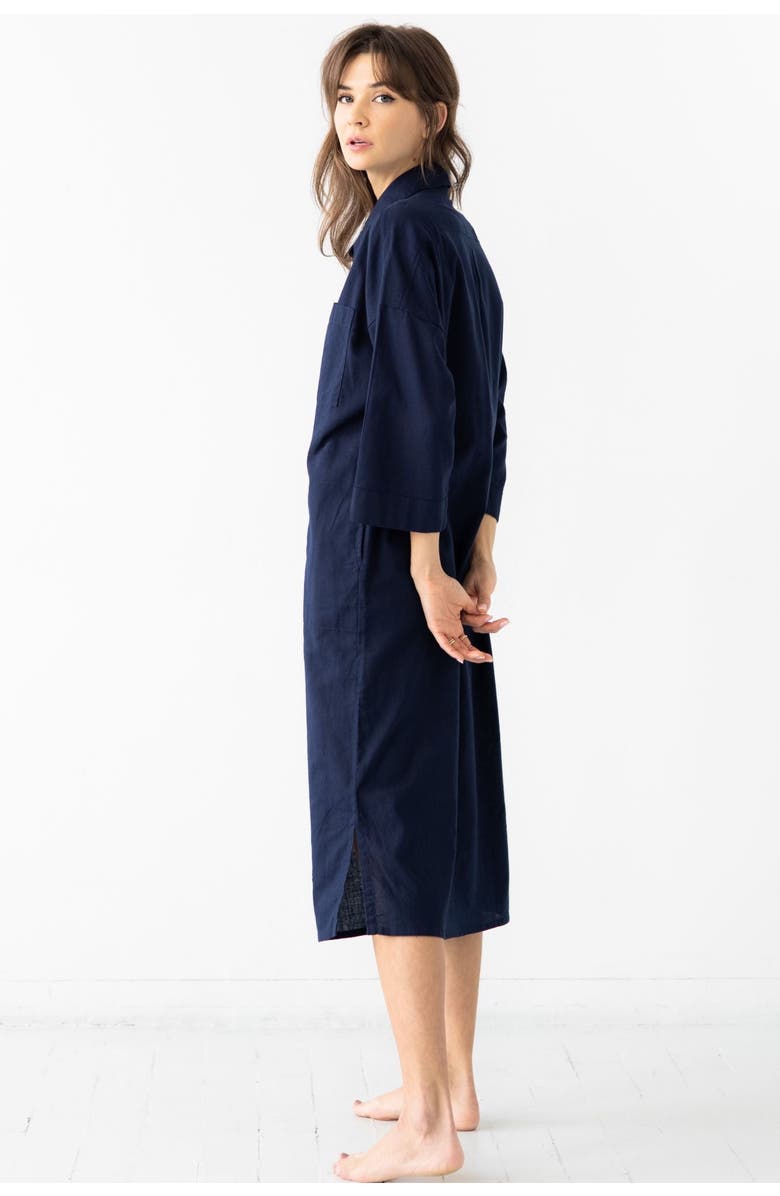 SALUA Oversized Button Down Long Shirt, Alternate, color, Navy