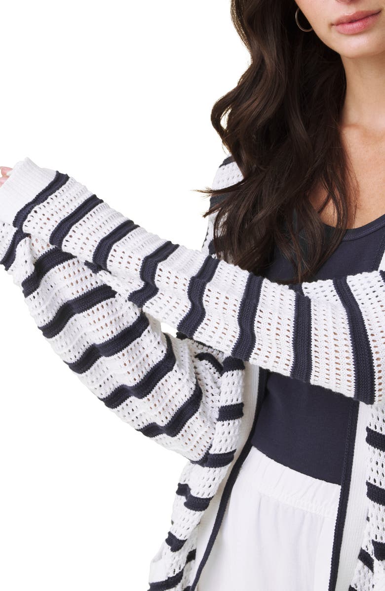 Splendid Beckham Stripe Open Cardigan, Alternate, color, White/ Navy
