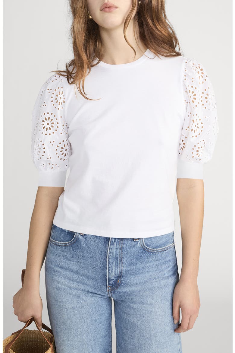 Solstice Eyelet Sleeve T-Shirt, Main, color, WHITE