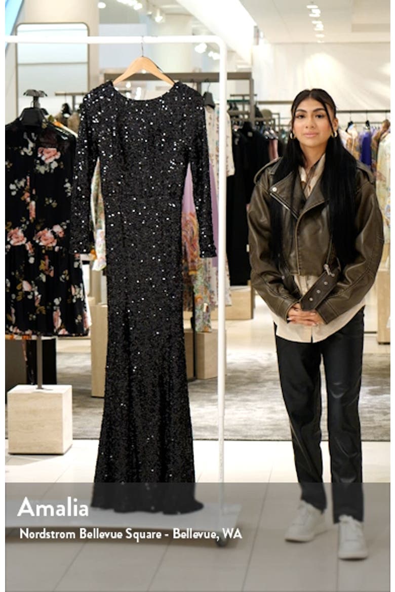 Janette Sequin Long Sleeve Mermaid Gown video