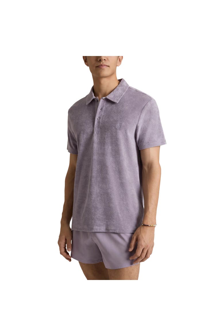 Men Terry Polo Shirt Solid, Alternate, color, Hurricane