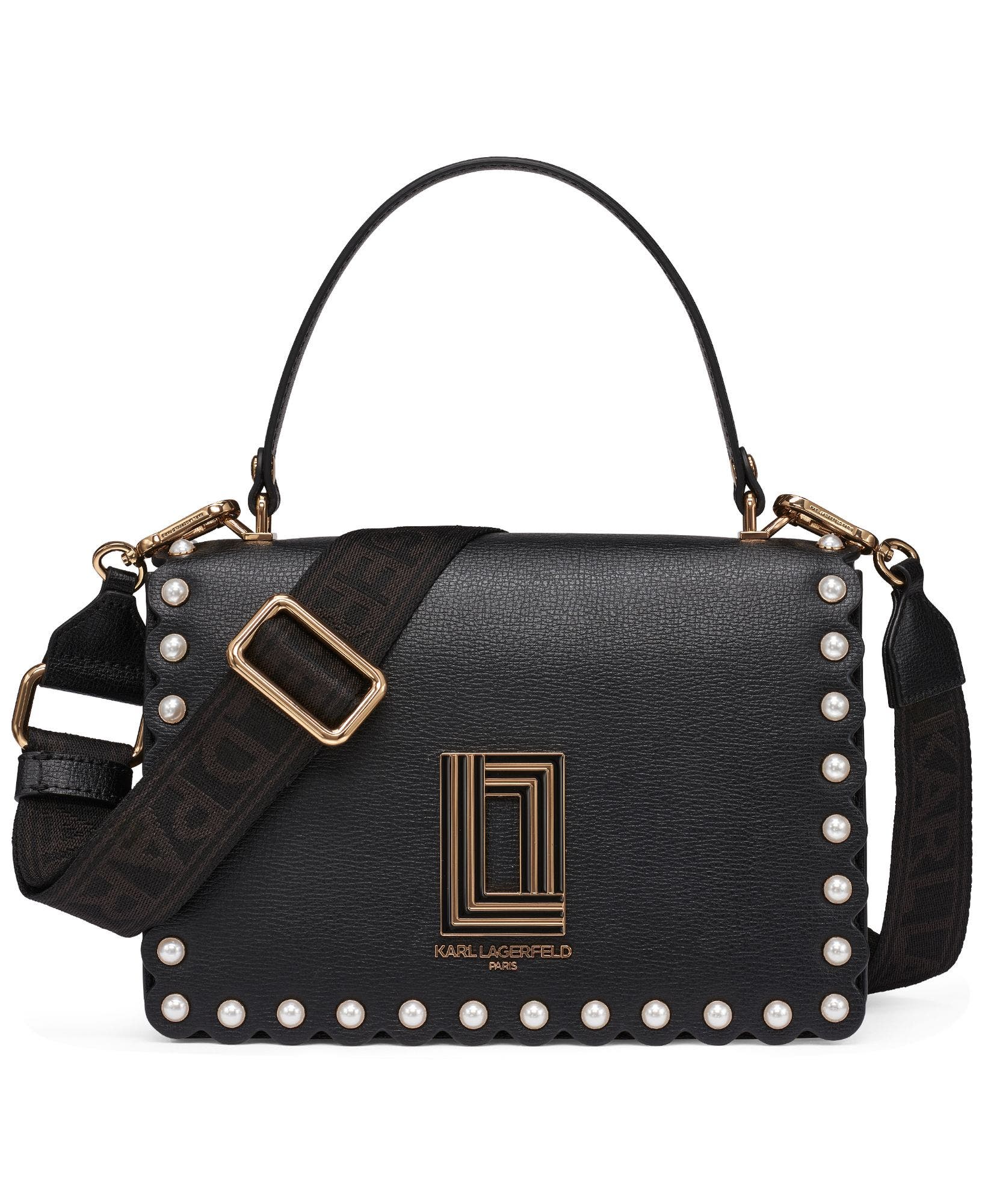Simone Crossbody with Pearls, Main, color, Black/Gold