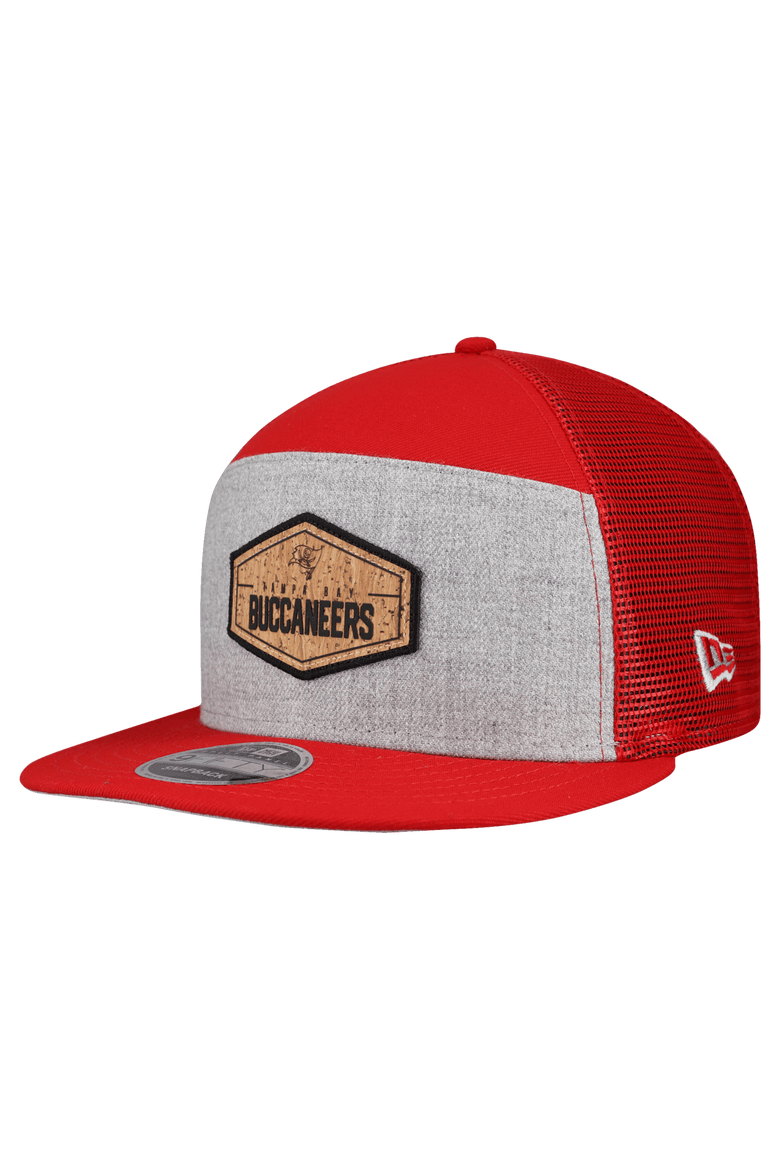 Men's New Era  Gray/Red Tampa Bay Buccaneers Cork Split Panel 9FIFTY Trucker Snapback Hat, Main, color, Gray
