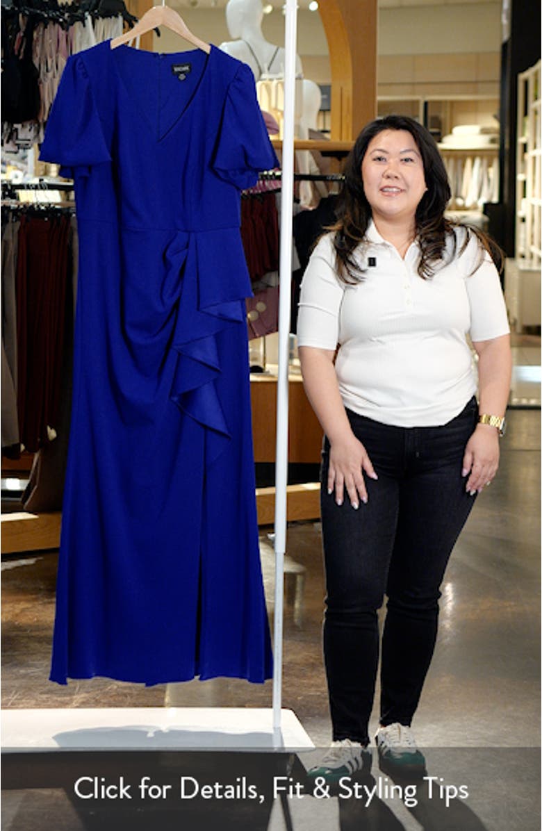 Side Ruffle Scuba Crepe Gown, sales video thumbnail