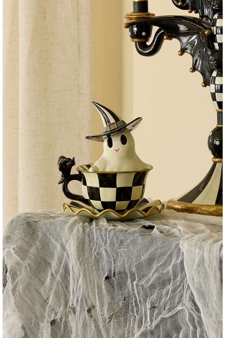 Courtly Check Teacup Ghost Decor, Alternate, color, COURTLY