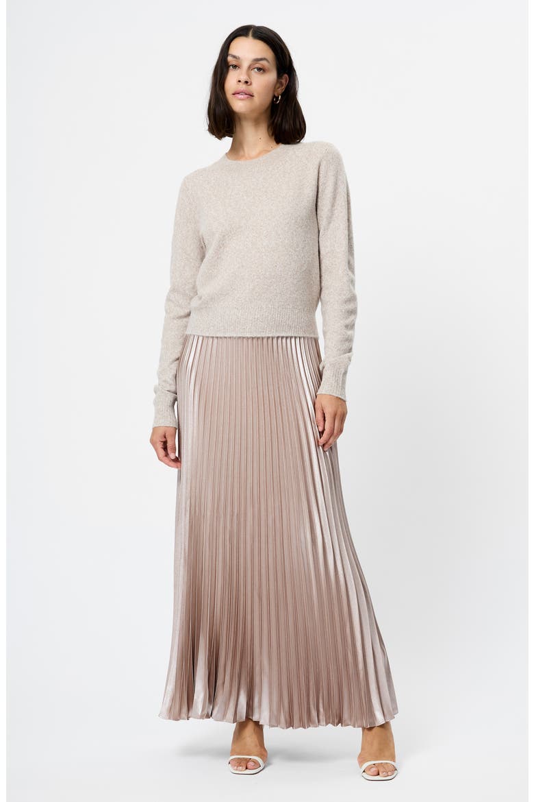 Marielle Pleated Metallic Satin Maxi Skirt, Alternate, color, CHAMPAGNE MIST