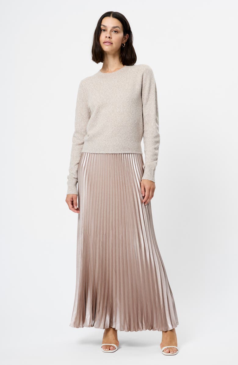 French Connection Marielle Pleated Metallic Satin Maxi Skirt, Alternate, color, Champagne Mist
