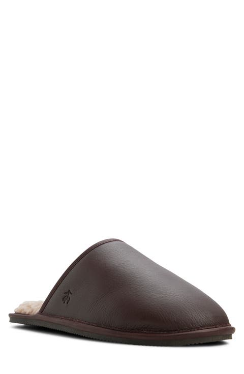 Henri Genuine Shearling Lined Leather Slipper