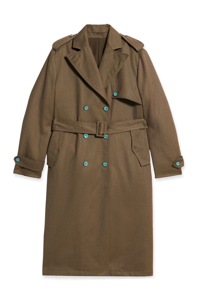 Fortela Military Olive Trench Coat, Main, color, Olive Green