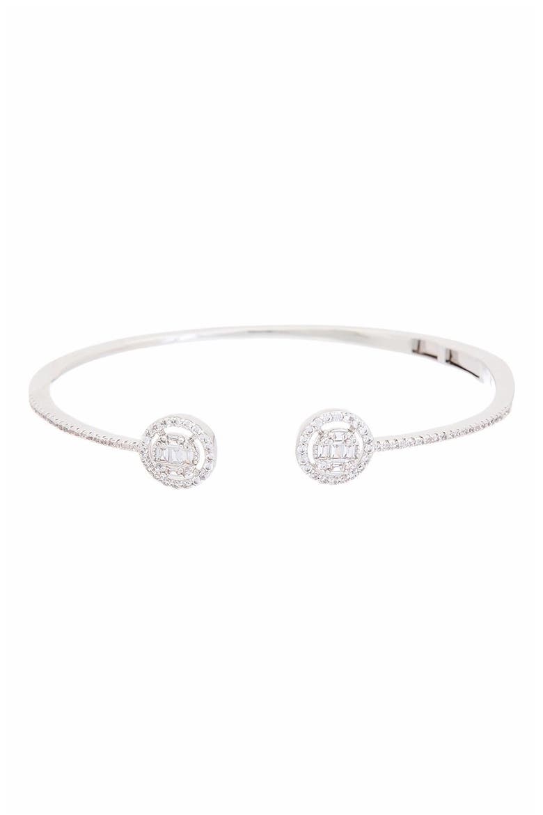 Cubic Zirconia Cuff Bracelet, Main, color, SILVER