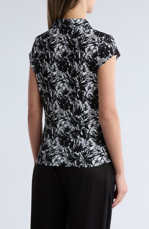 Nvlt Cap Sleeve Ruched Button Front Top In Black