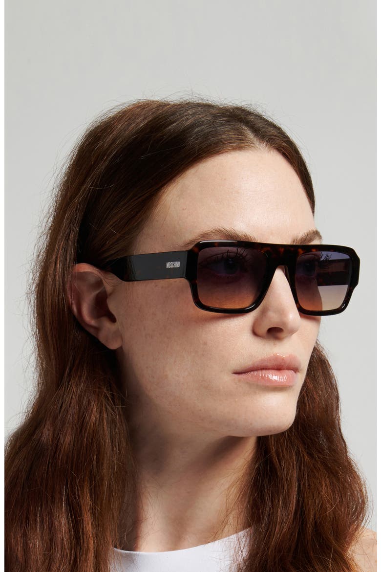 54mm Gradient Flat Top Sunglasses, Alternate, color, HAVANA/ BLUE BEIGE