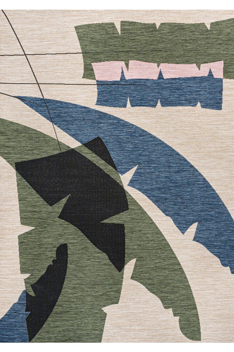 Shelby Coastal Vintage Abstract Palm Leaf Indoor/Outdoor Area Rug, Main, color, Navy/Cream