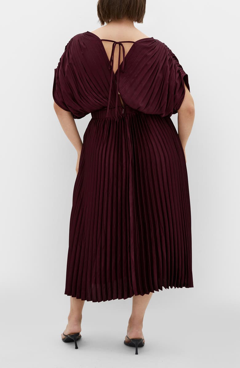 City Chic Henley Pleated Maxi Dress, Alternate, color, Red Burgundy