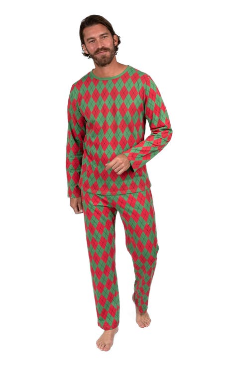 Men's Loose Fit Cotton Matching Family Holiday Pajamas, Classic & Geometric Patterns