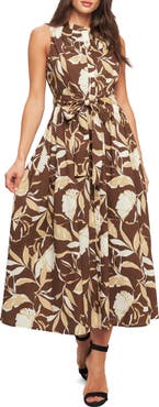 FLYING TOMATO Sleeveless Cotton Poplin Shirtdress