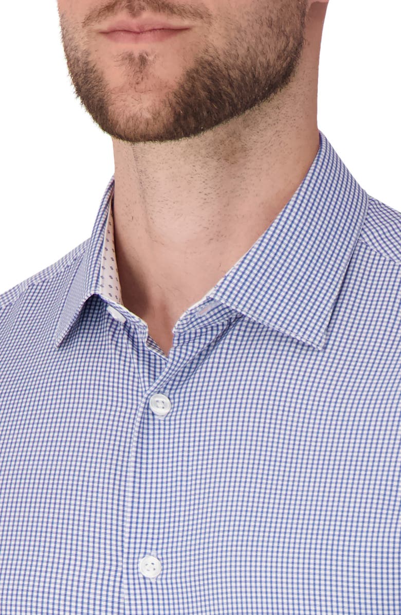 Report Collection Slim Fit 4-Way Stretch Button-Up Shirt, Alternate, color, White/Blue